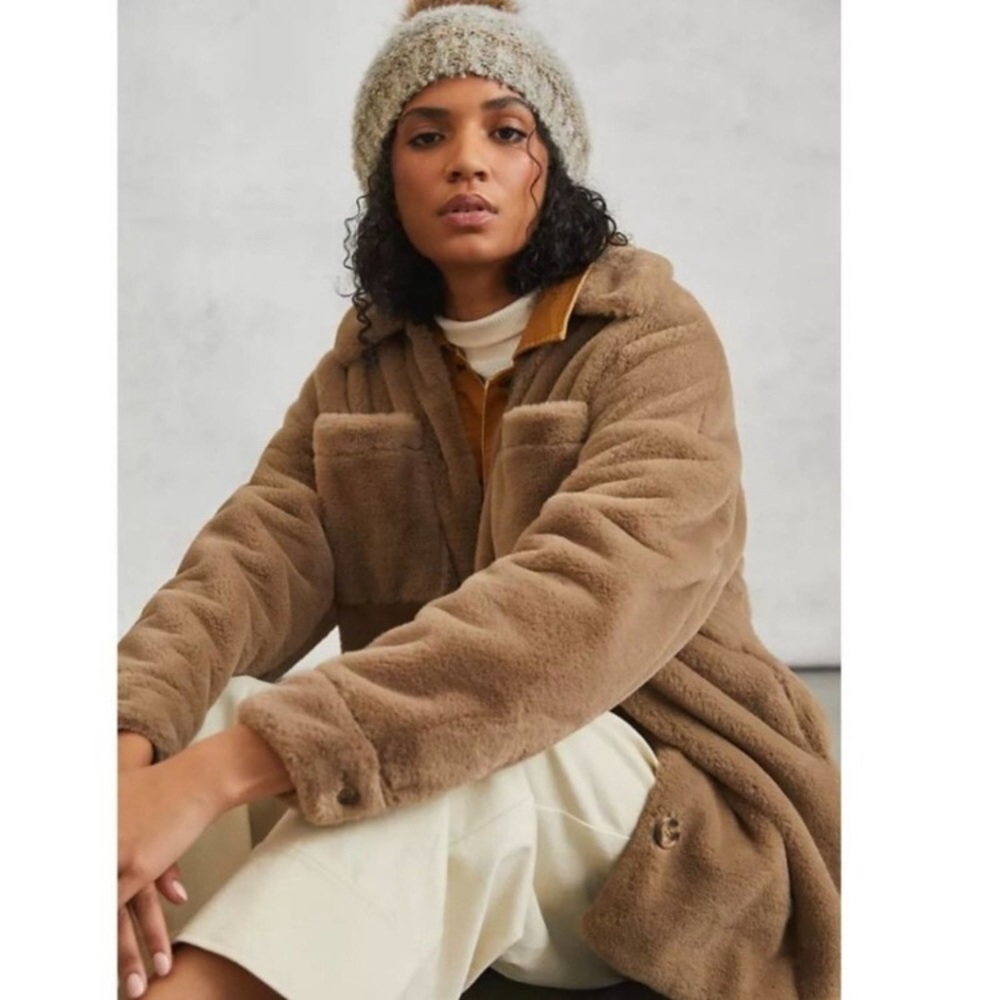 Anthropologie Simone Faux Fur Shirt Jacket XS
